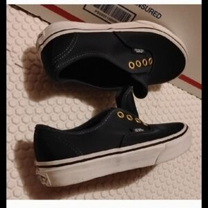 Vans Blue Sneakers with White and Gold Accents